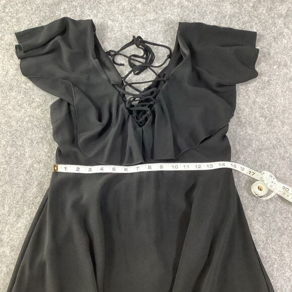 Lulus Ruffle Swirl Black Dress Size Large - Picture 7 of 8